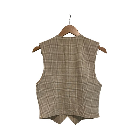 Home sewn reversible 90s Tailored Cotton vest hand made antler buttons Small - Picture 4 of 4